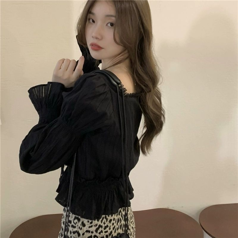 Áo Sơ Mi chiffon Xếp Ly Phối Ren Ngọt Ngào Thời Trang Hàn Quốc