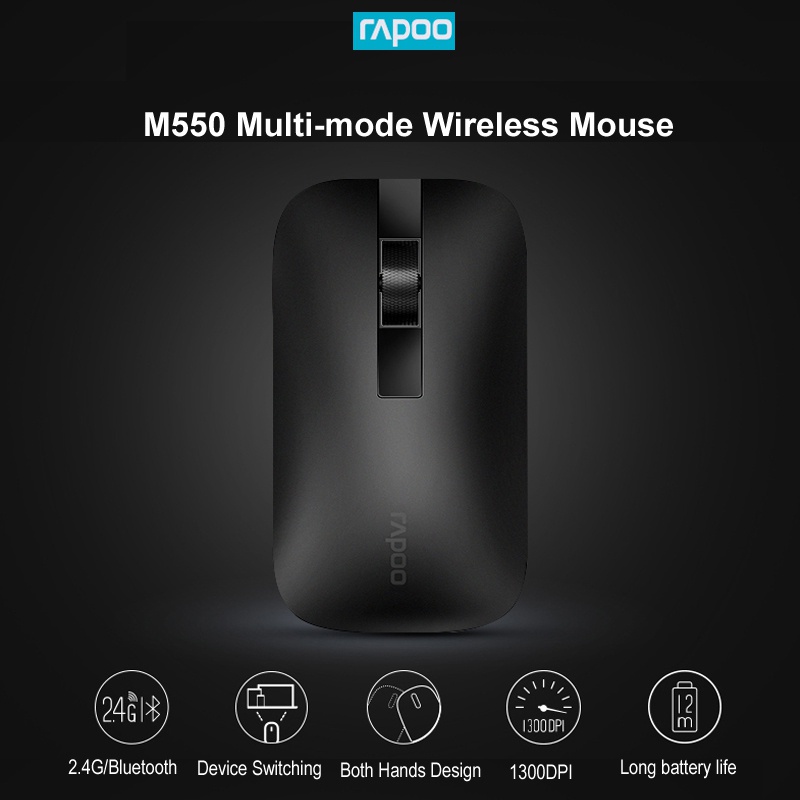 Công Tắc Điều Khiển Chuột Không Dây Rapoo M550 Bluetooth 3.0/4.0 & 2.4G Connects Sang 3 Thiết Bị