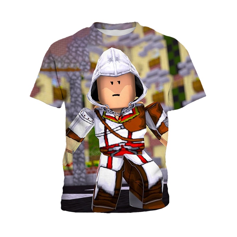 Áo Thun Tay Ngắn In Hình Roblox Thời Trang Cho Bé Trai