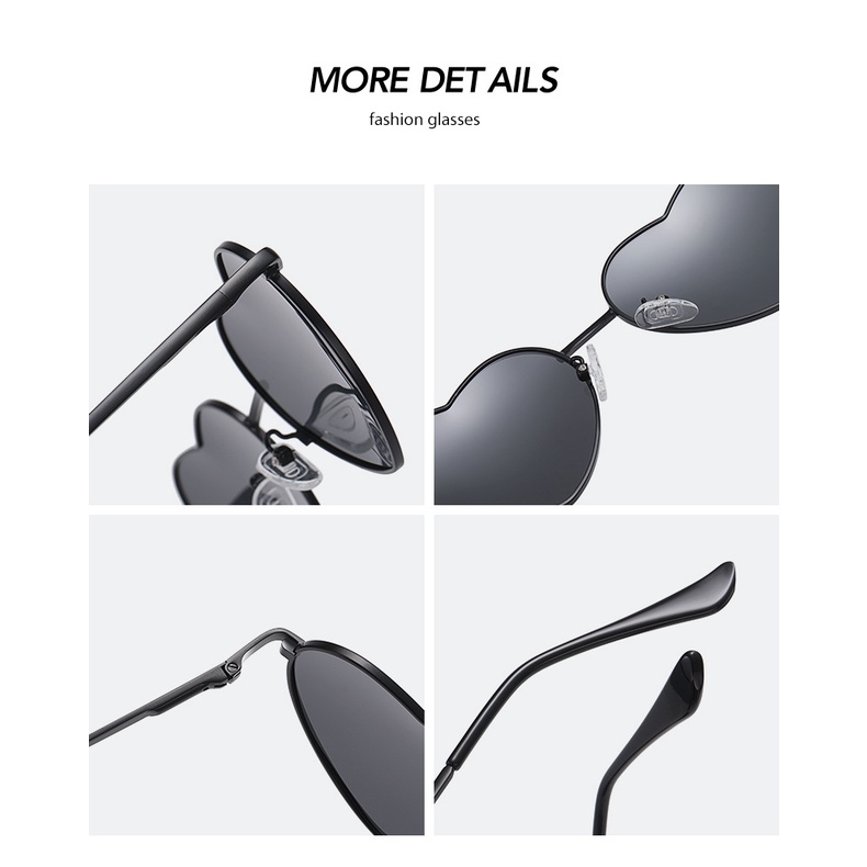 Kính Mát Phân Cực Gọng Kim Loại Hình Trái Tim Phong Cách Retro 8088