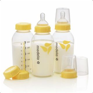 Set 03 bình sữa Medela logo màu có núm
