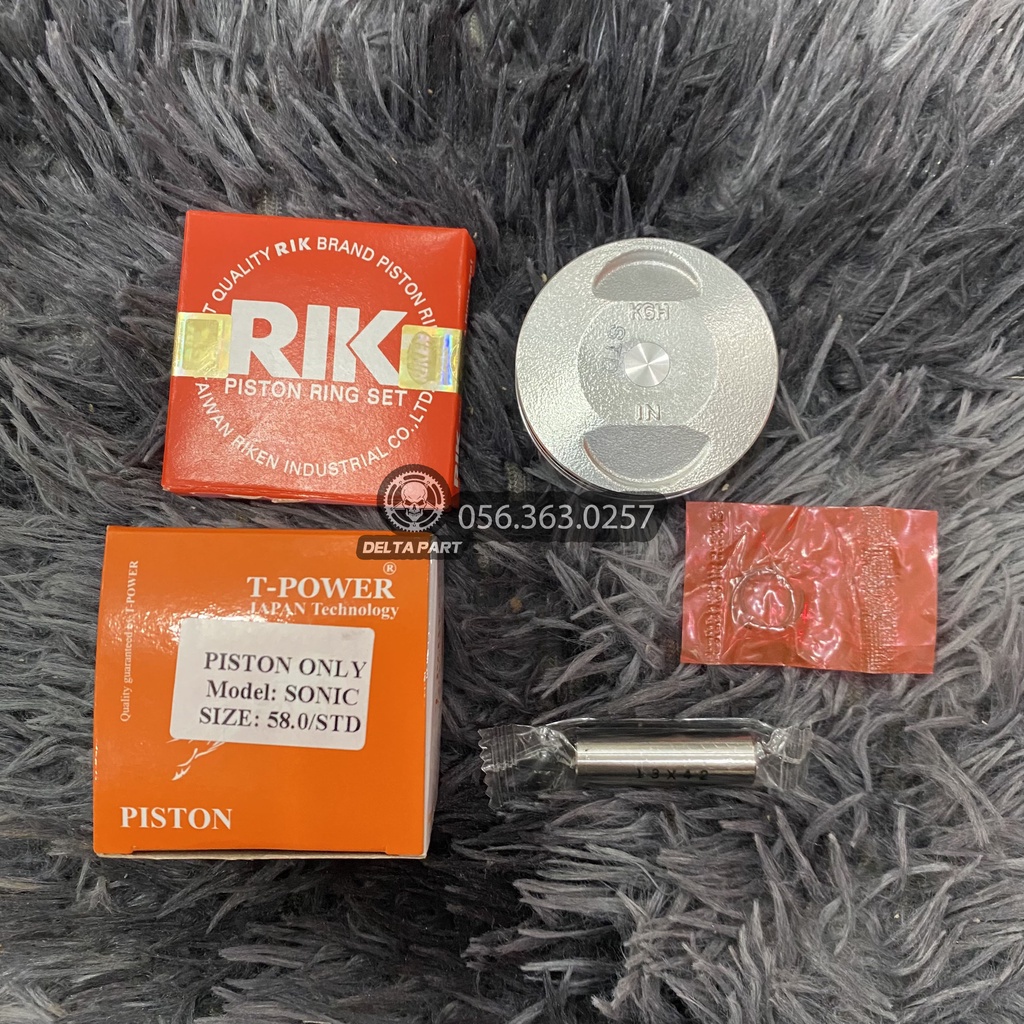 ✠◎✈Piston trái 50 51 52 53 54 55 56 58 mm + bạc ắc 13 cho Wave Dream Sirius Sonic
