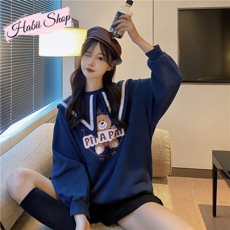 Áo nỉ sweater nữ phong cách ulzzang thủy thủ HABII AN01 | BigBuy360 - bigbuy360.vn