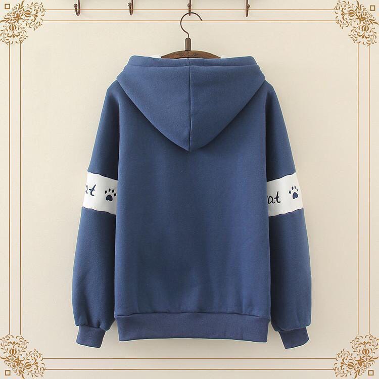 Áo hoodie, áo khoác nam nữ thời trang mùa đông phối nón đơn giãn họa tiết mèo leo tường cute | BigBuy360 - bigbuy360.vn