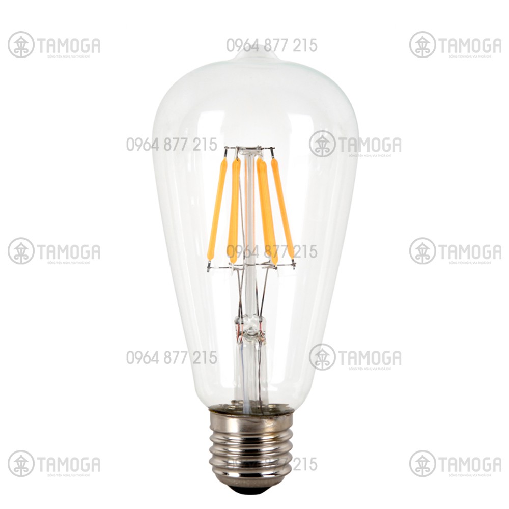 Bóng Đèn Tròn LED Edison Vintage ST64, G45, A60 - 8w , 4W đui E27 as vàng vỏ trắng