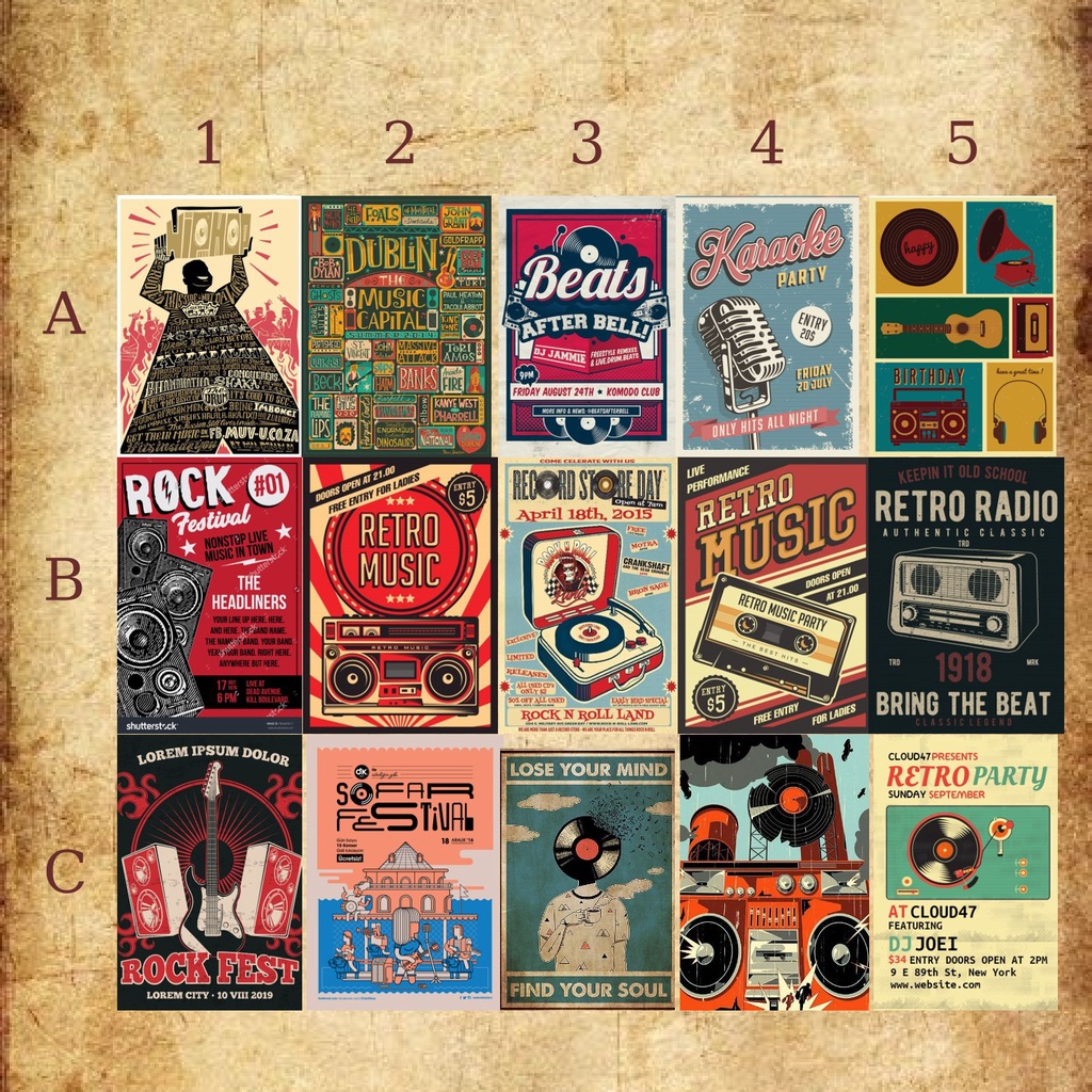 Decal Vintage poster, Áp Phích Retro Trang Trí Tiệm Trà Chanh, Tiệm Barber, Quán Bar