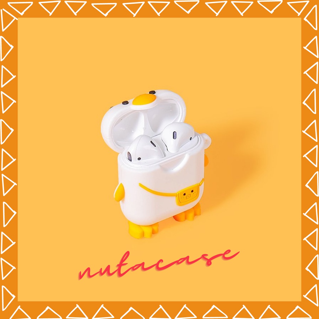 Vỏ bảo vệ tai nghe bluetooth Airpods bằng Sillicone dẻo, ốp Case cute, Airpods 2/pro VỊT ĐEO TÚI NUTACASE