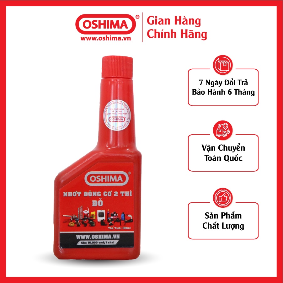 Dầu Nhớt 2 Thì Oshima 2T Đỏ 100ml Sản Xuất Tại Malaysia Chính Hãng 100% - Làm Sạch Động Cơ, Chống Ăn Mòn