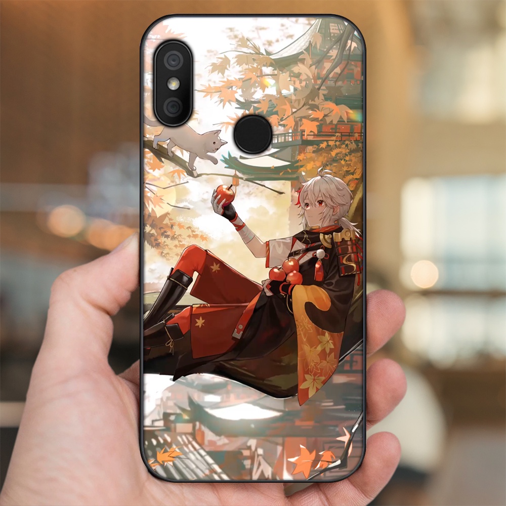 Ốp lưng Xiaomi Redmi 6 Pro, Mi A2 Lite viền đen in hình Kazuha Genshin Impact