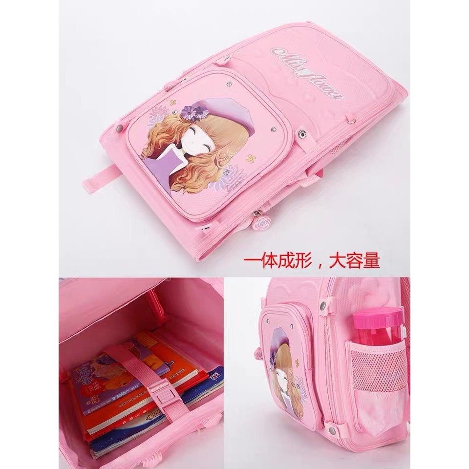 Balo chống gù cho học sinh tiểu học bé gái dễ thương, đáng yêu cấp 1