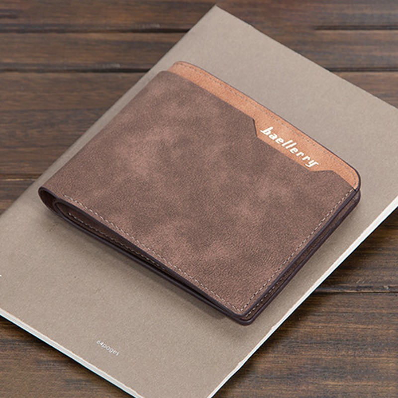 「COD」Baellerry Men's Short Wallet Simple Multi-card Open Coin Purse Fashion Soft Leather Thin Wallet