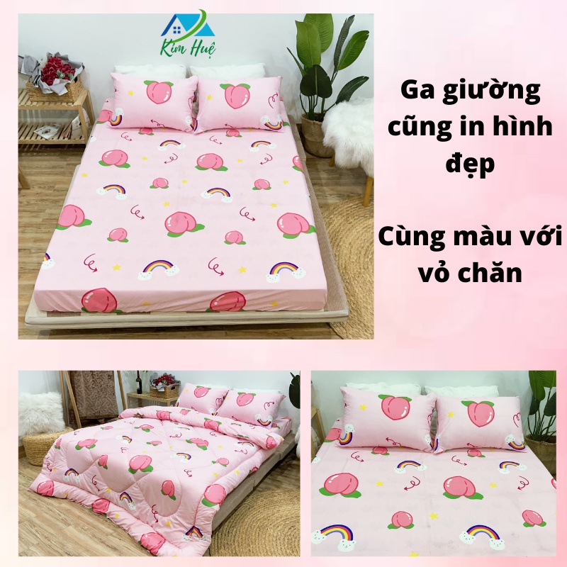 Bộ 4 món ga gối kèm vỏ chăn trải giường set chăn ga chất cotton 3D  PL tại xưởng