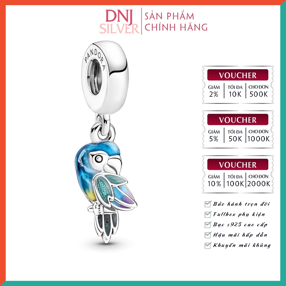 [Hàng cao cấp] Charm bạc 925 cao cấp, hàng chuẩn bạc - Charm Jungle Paradise Parrot thích hợp để mix vòng tay charm