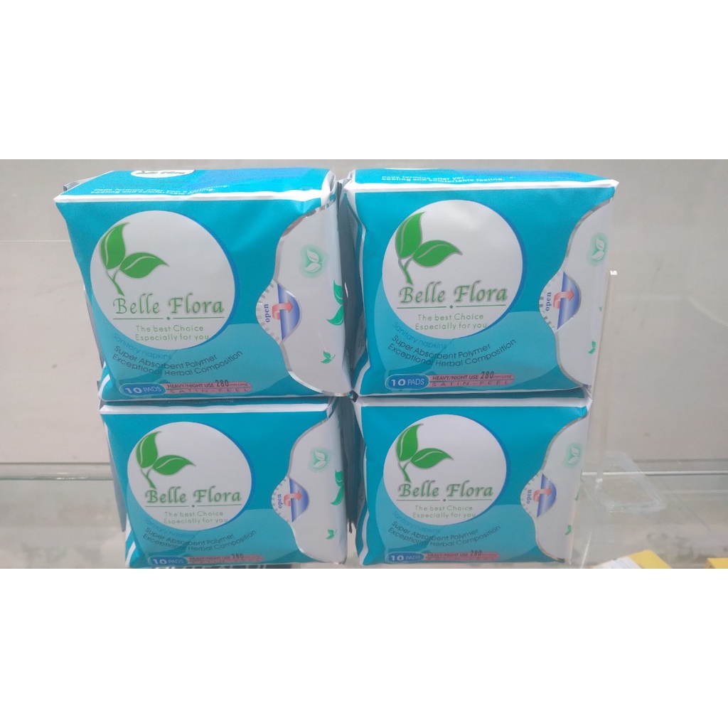 Băng vệ sinh thảo dược Belle Flora ban đêm cotton gói 10 miếng x 28cm