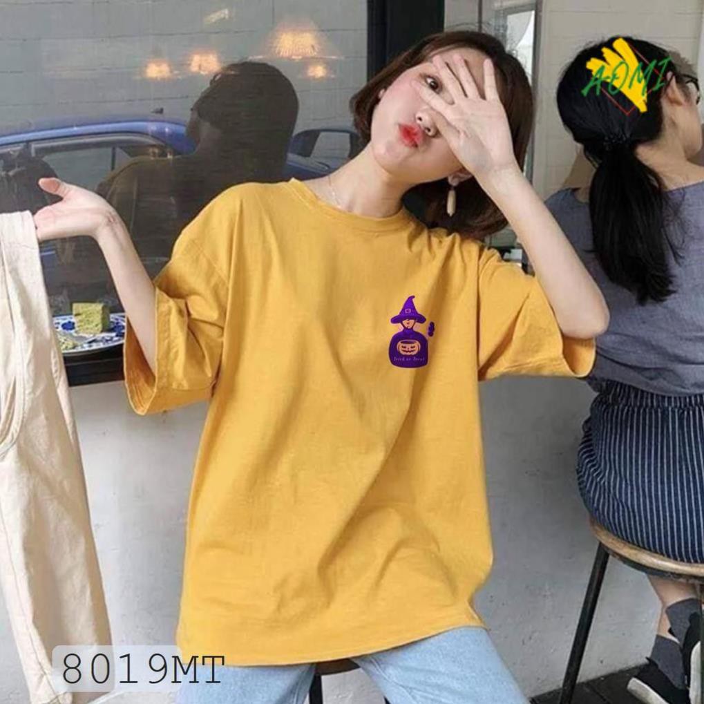 [HOT]  ÁO THUN TAY LỠ IN HÌNH PHÙ THỦY HALLOWEEN CHỔI BAY PHONG CÁCH HÀN QUỐC FREE SIZE  AOMI THỜI TRANG HOT TREND
