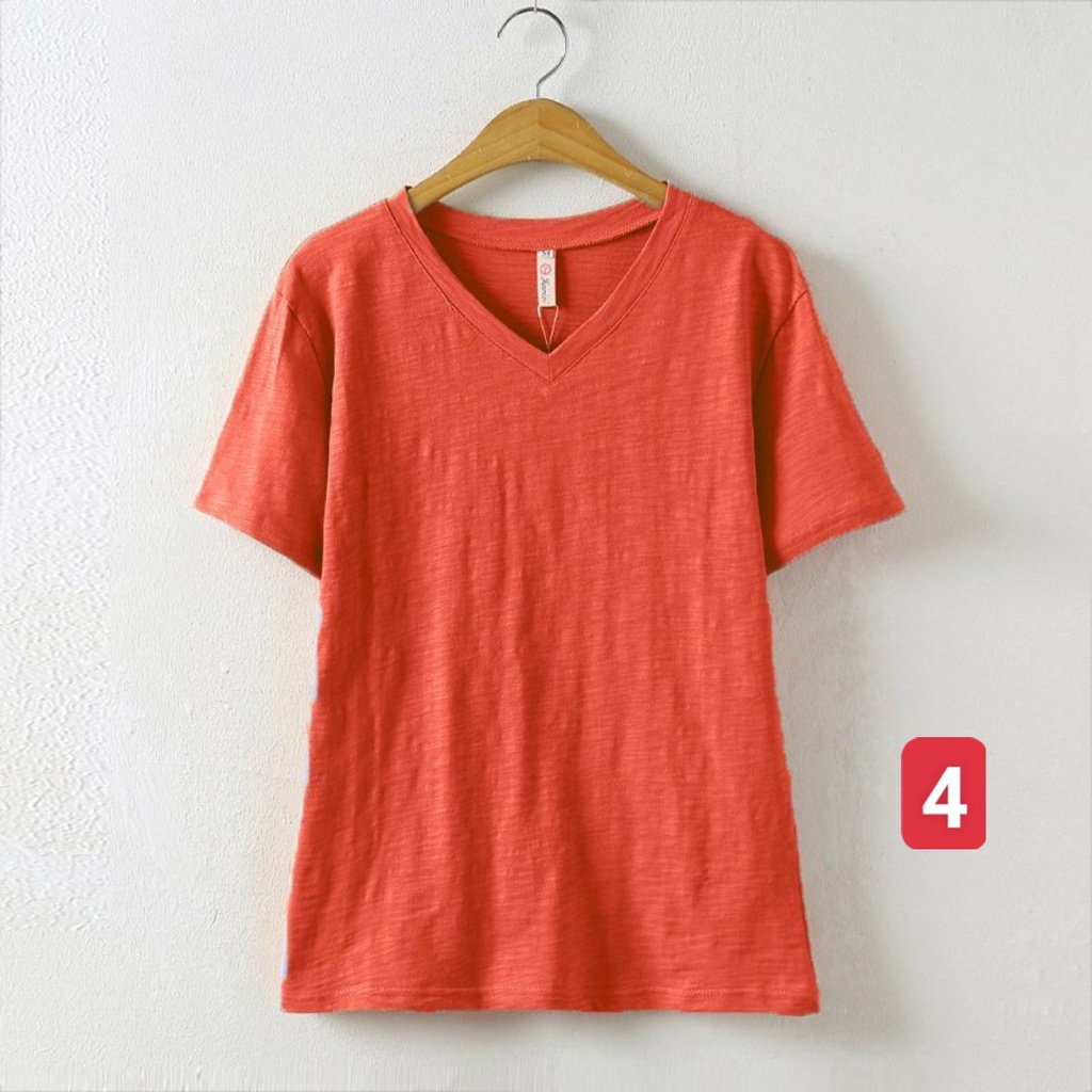 Áo thun xược cotton nữ cổ tim, cổ V