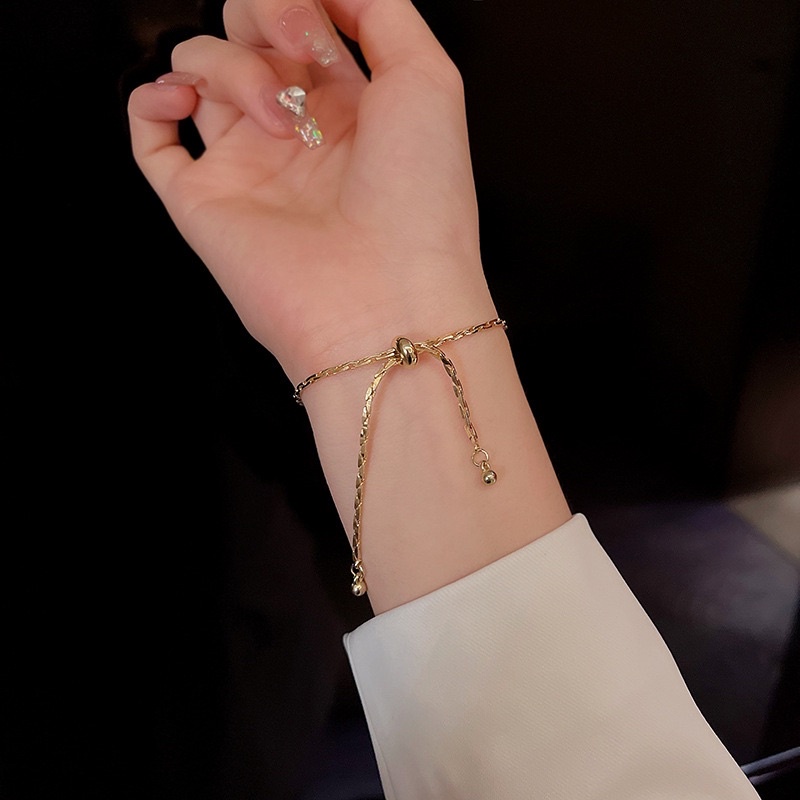 Vòng tay titan nữ Lover Dream, vòng dây rút gold bar điều chỉnh size, vòng tay đôi bạn thân nữ