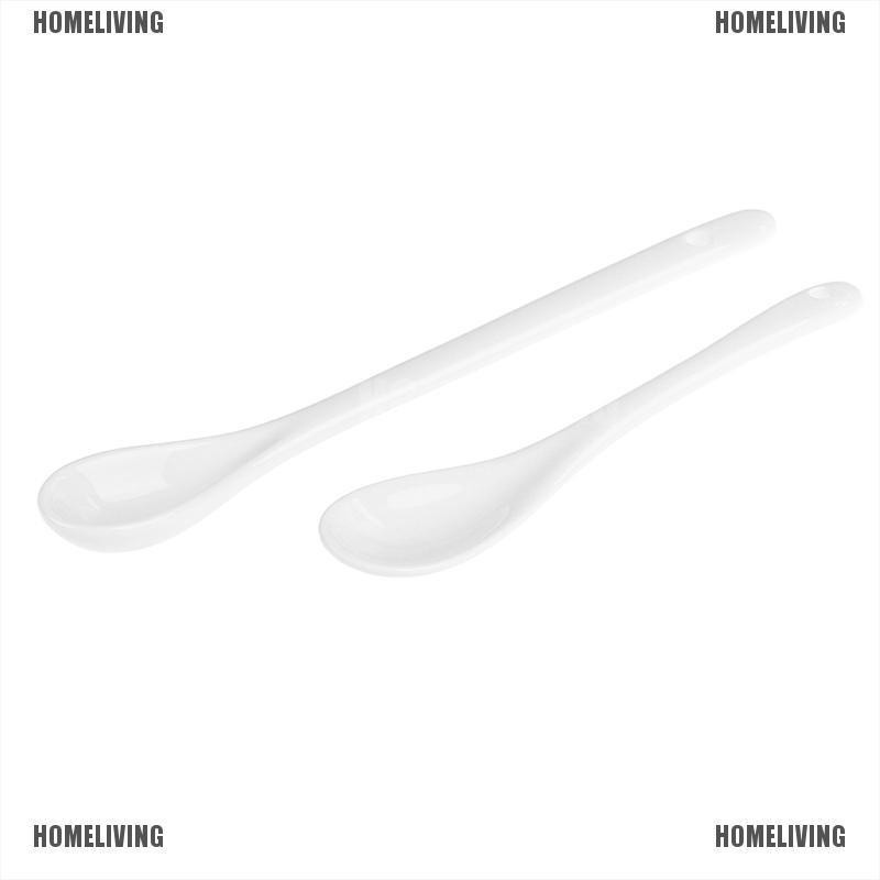 Muỗng Cà Phê / Trà / Tráng Miệng Bằng Sứ Tay Cầm Dài Màu Trắng