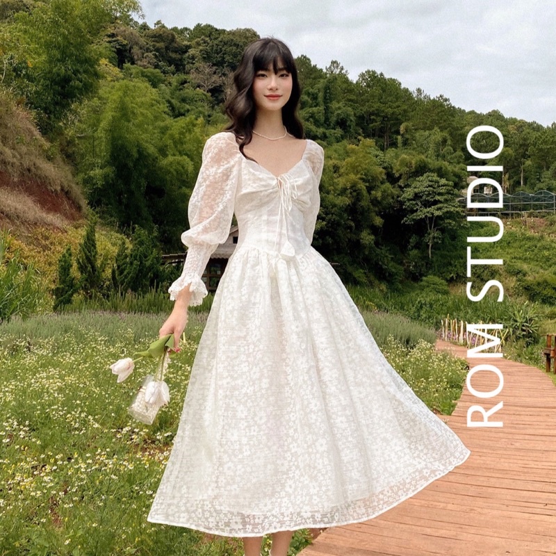 Đầm voan gân hoa Lily dress