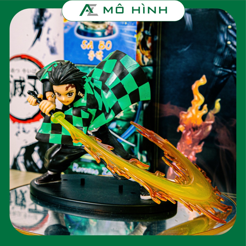 Mô hình Kimetsu no Yaiba Tanjirou hỏa kiếm 17cm cực chất, figure thanh gươm diệt quỷ trang trí decor, mô hình anime đẹp