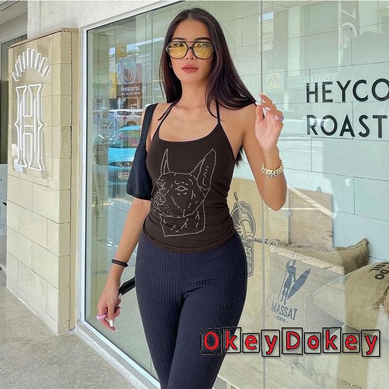 Áo Thun Không Tay Đính Đá Họa Tiết Hoạt Hình Thời Trang Mùa Hè Cho Nữ