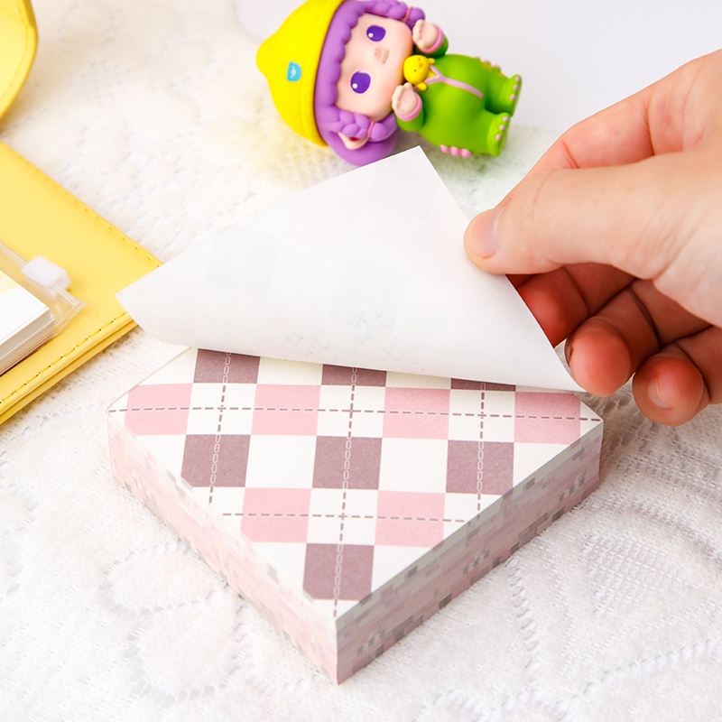 Bộ 200 Tờ Giấy Note Trang Trí Phông Nền Họa Tiết Kẻ Ô Đáng Yêu DIY