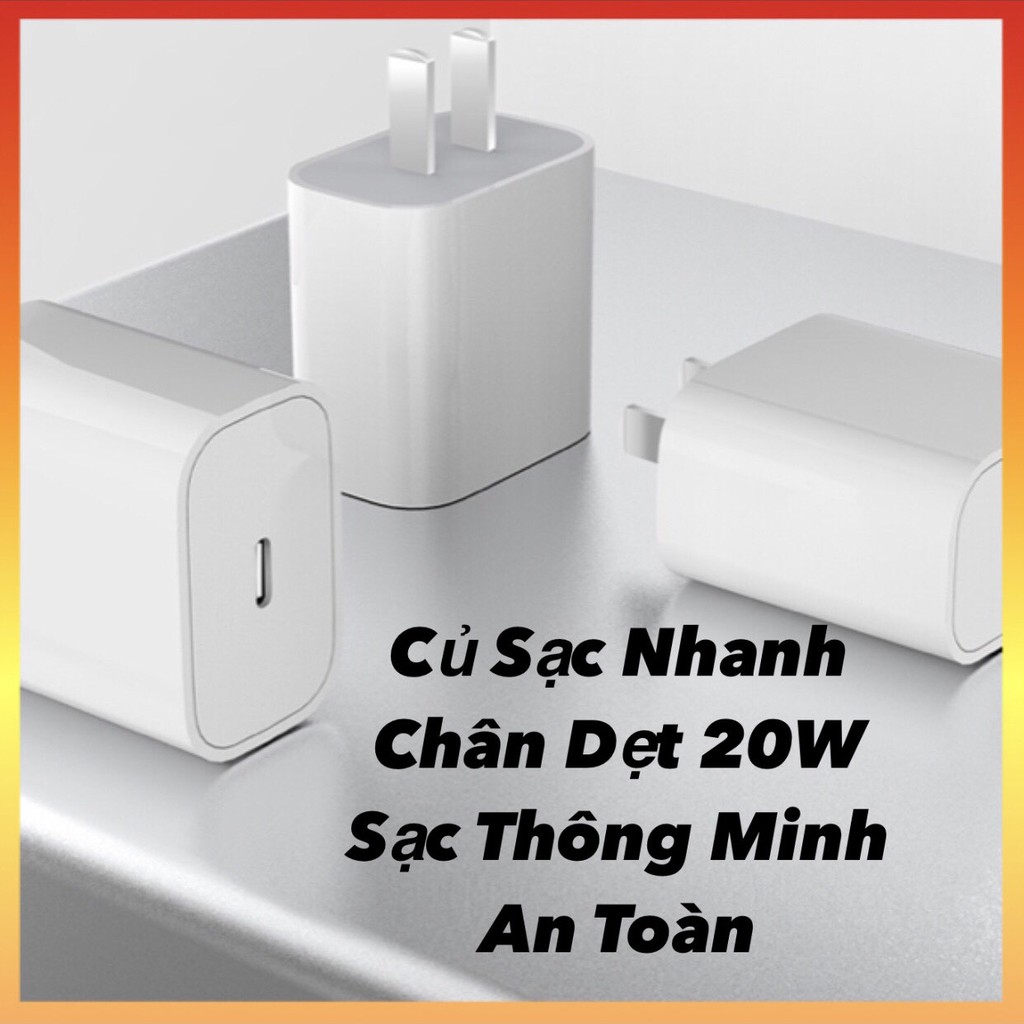 Bộ Sạc Nhanh iPhone Siêu Tốc - PD 20W Dùng Tốt Cho 8g/8p/x/xs/xsm/11/11pro/11promax/12mini/12/12pro/12promax