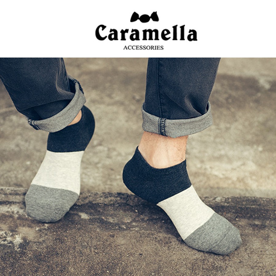 Bộ 4 đôi tất cổ ngắn vớ cổ ngắn cho nam hãng Caramella chất liệu cotton khử mùi kháng khuẩn chống hổi chân CND-01
