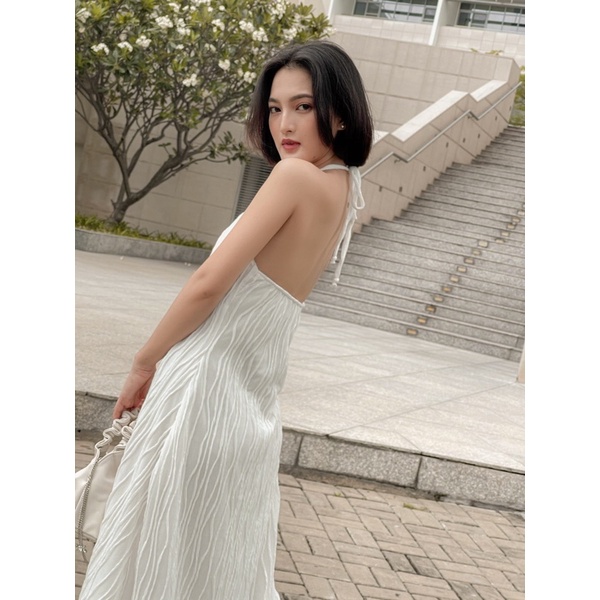 WHITELAZZ | Đầm yếm dáng suông màu trắng Lana Halterneck Dress