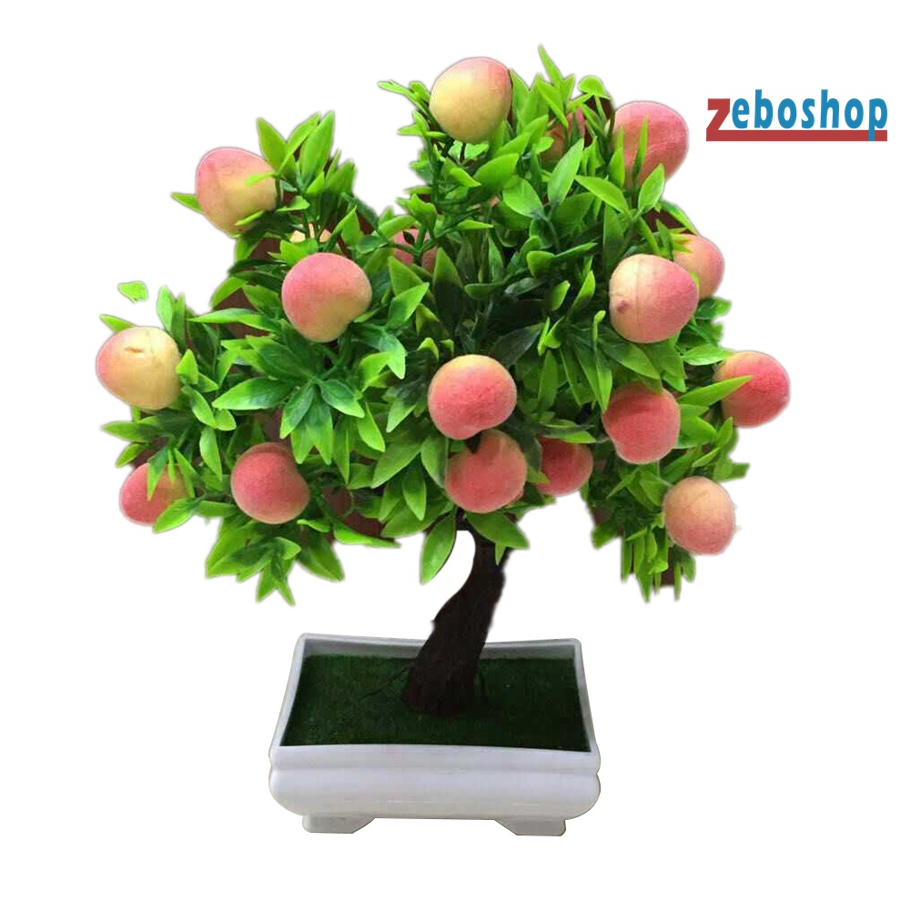 Chậu Cây Đào Giả Bằng Nhựa Tự Nhiên Dùng Trang Trí Nhà Cửa