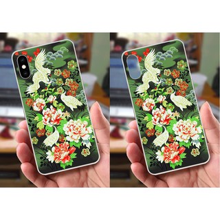 Ốp lưng iPhone XS Max (dẻo viền trắng trong) - Hình Chim Công, Cá Chép, Cò