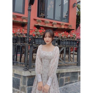 Đầm hoa xếp ly ngực