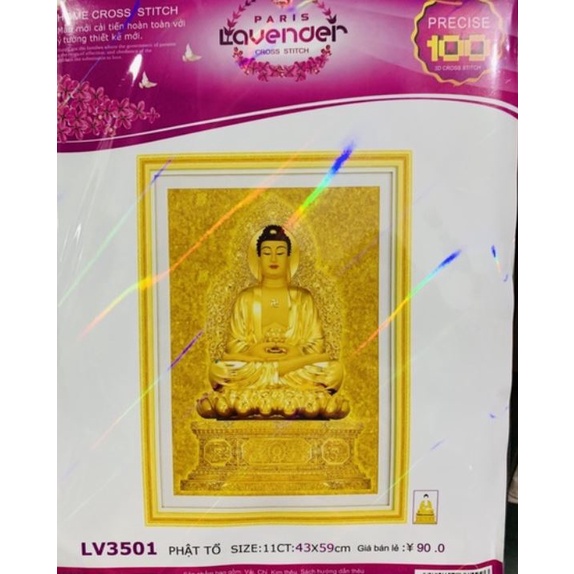 Tranh thêu chữ thập ( giá sỉ) Phật A Di Đà LV3501 (43x59cm), Tranh đá LV551 (50x70cm)