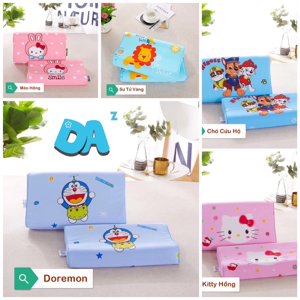 Gối nằm cho bé, Gối cao su non dành riêng cho trẻ bề mặt cotton 100% thấm hút tốt.