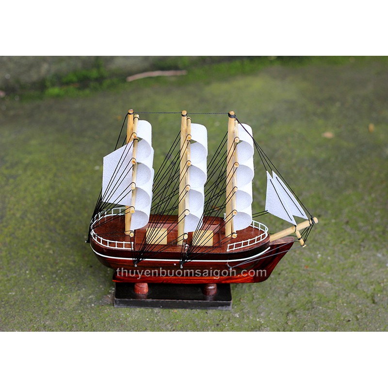 Thuyền buồm gỗ mỹ nghệ phong thủy 20cm, thuyền gỗ trang trí nhà cửa, quà tặng cao cấp