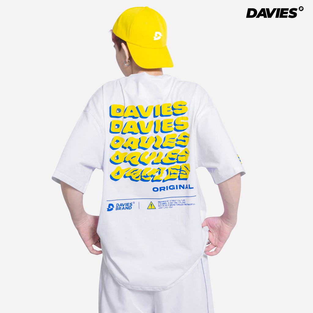 Áo thun local brand nam nữ màu trắng Davies - áo thun form rộng tay lỡ Distort.