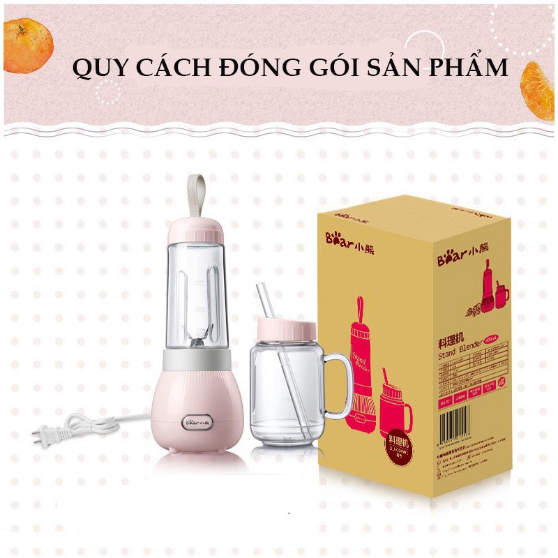 [HÀNG CHÍNH HÃNG] MÁY XAY SINH TỐ BEAR công suất 150W, lưỡi inox không gỉ, nhỏ gọn cầm tay