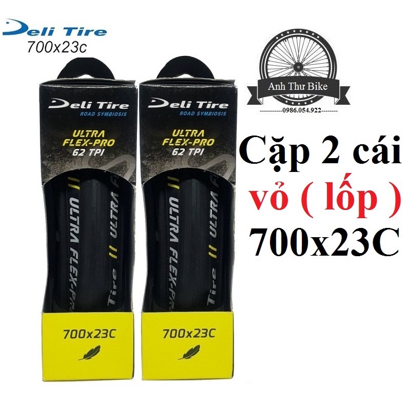 Cặp 2 cái vỏ lốp gấp xe đạp Deli Tire ULTRA FLEX-PRO 700x23c