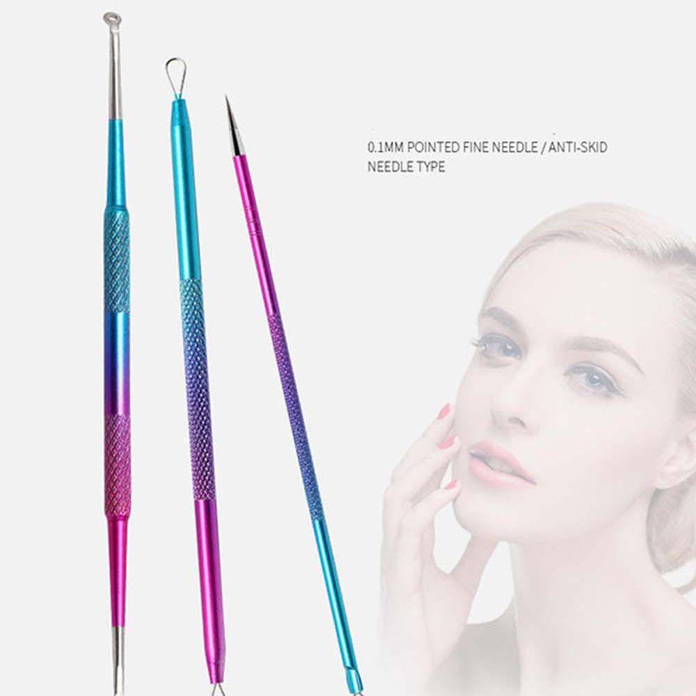 Set 4 dụng cụ loại bỏ mụn đầu đen bằng thép không gỉ nhỏ gọn chăm sóc da mặt tiện dụng