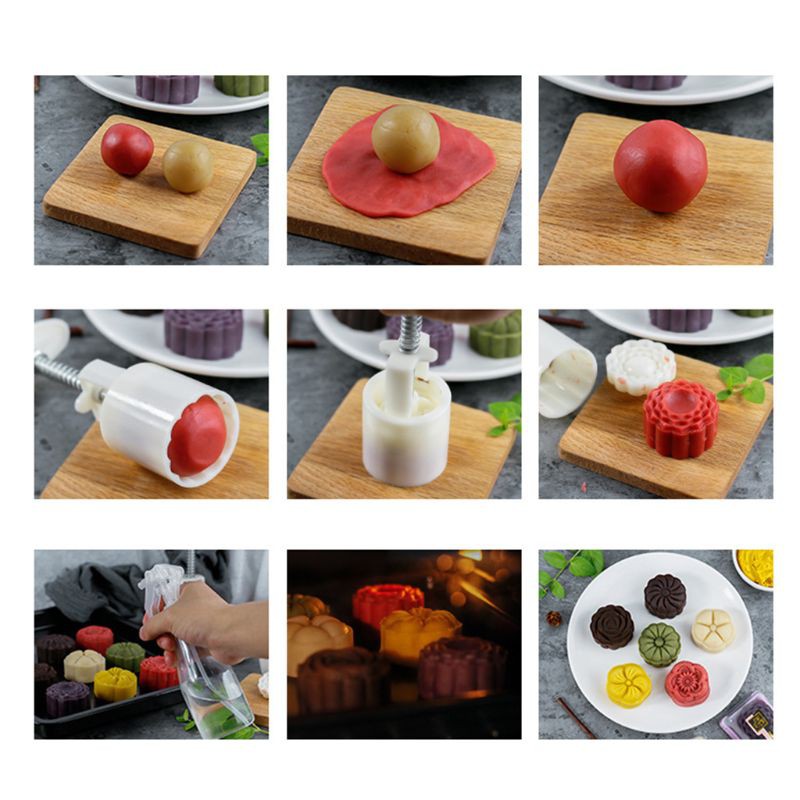 Khuôn Làm Bánh Trung Thu 75g Kèm 5 Con Dấu