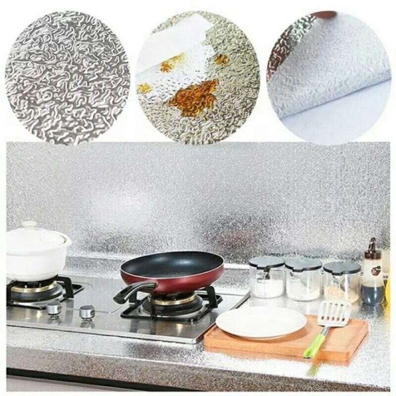 Giấy bạc dán bếp cách nhiệt, miếng decal dán tường nhà bếp chống thấm bền đẹp