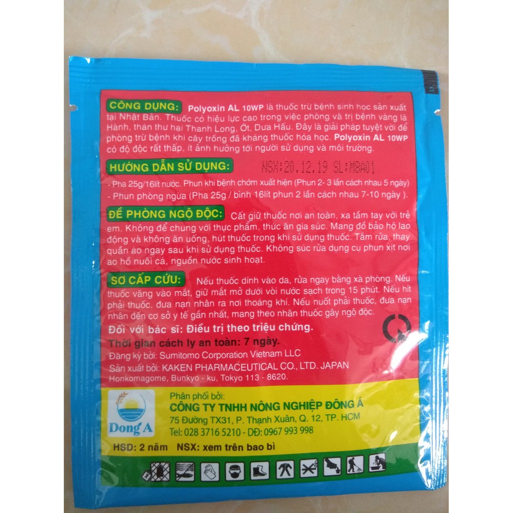 Sản phẩm trừ thán thư POLYOXIN AL 10WP - gói 25 gram