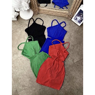 ĐẦM BODY CỔ YẾM HỞ EO DÁNG NGẮN BUỘC DÂY SAU LƯNG SEXY