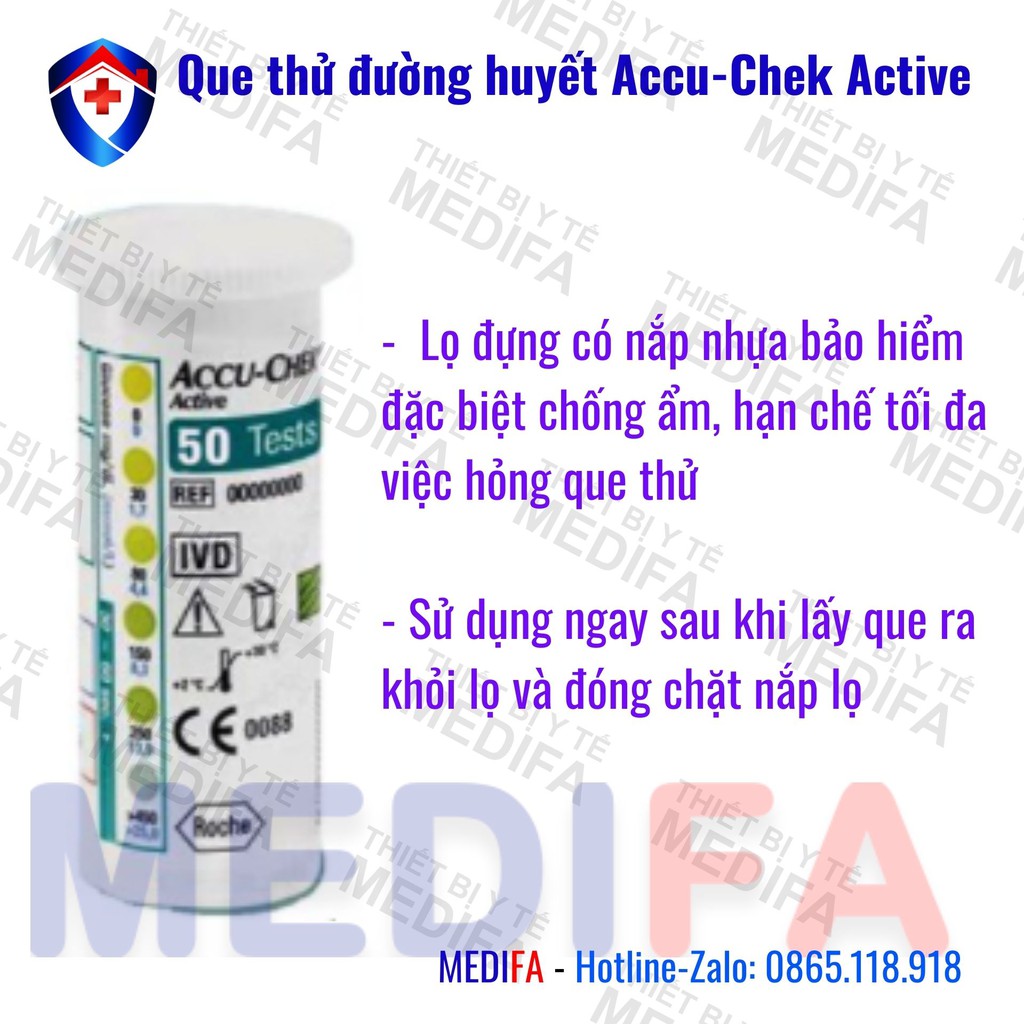 💎 [Chính hãng] ✨ Hộp 50 que thử đường huyết tiểu đường Accu-Chek Active ✨