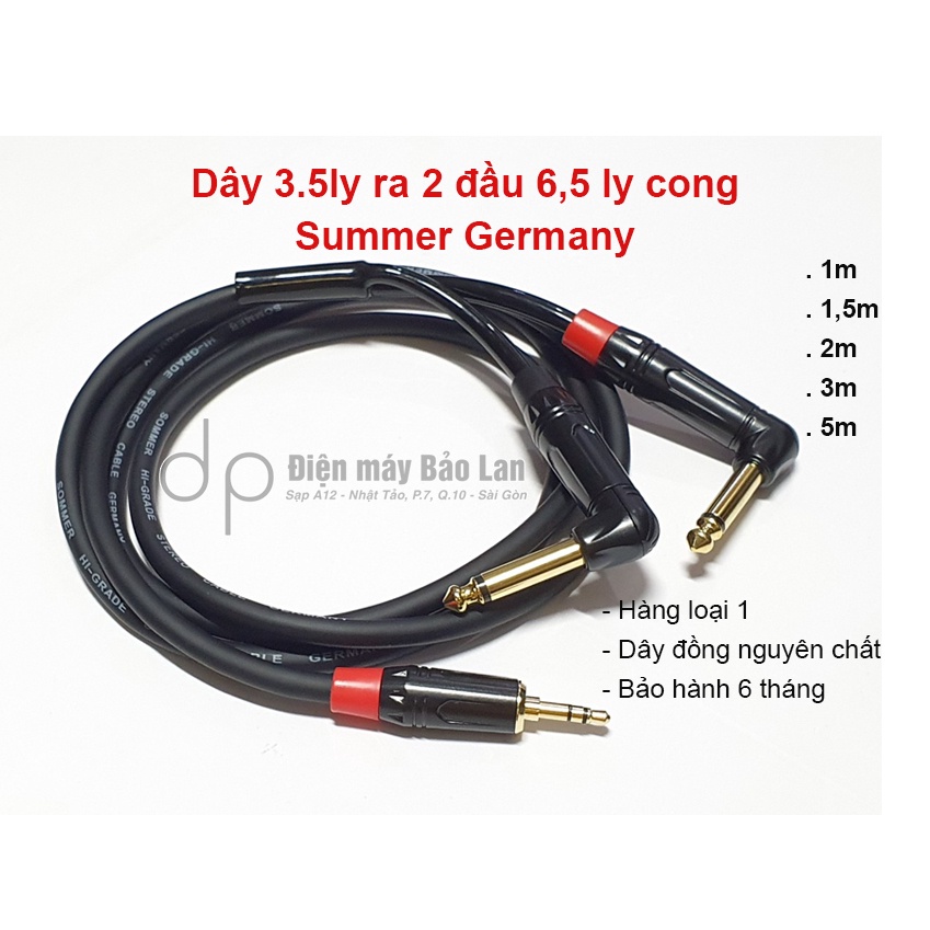 Dây 3,5 ly ra 2 đầu 6,5 ly cong - Hãng Sommer Germany