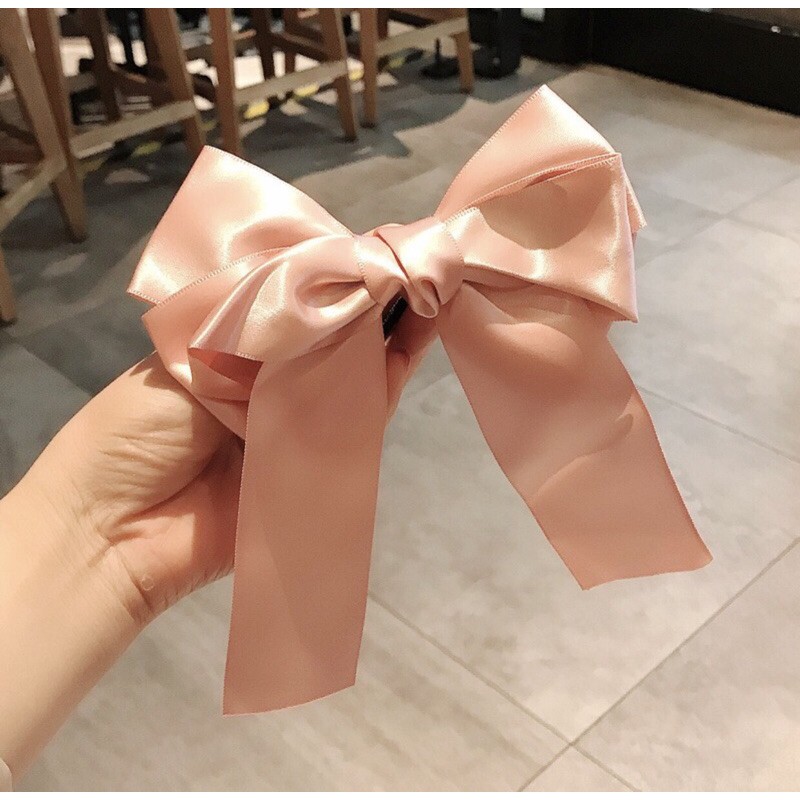 Dây buộc tóc nơ lụa sa tin phong cách tiểu thư