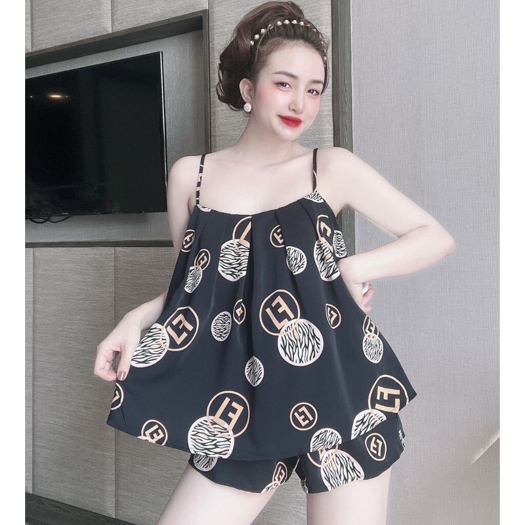 Đồ Ngủ Sexy Nữ, Đồ Ngủ Bigsize Bộ Mango Xếp Ly Freesize Dưới 75Kg