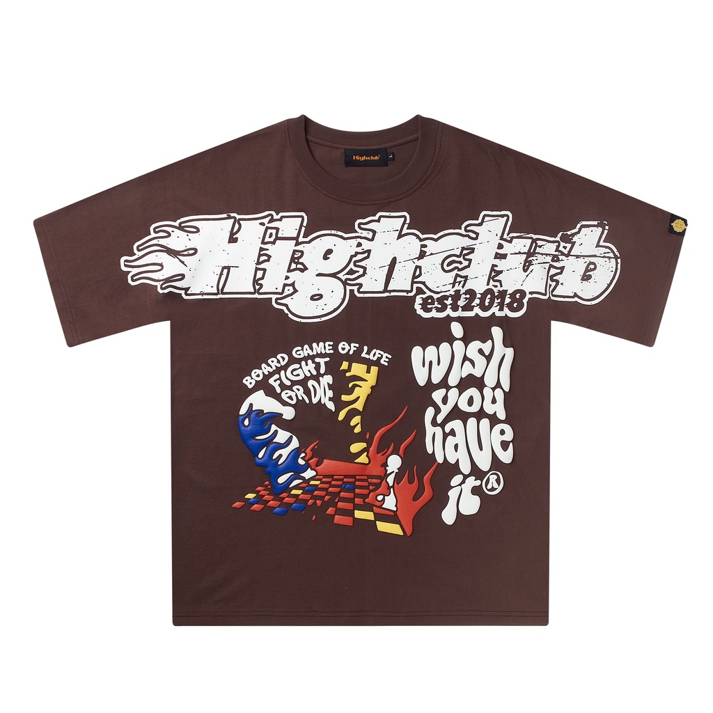 Áo Thun LUDO Tay Lỡ Unisex Nam/Nữ Nâu Cổ Tròn - HIGHCLUB Brand Chính Hãng