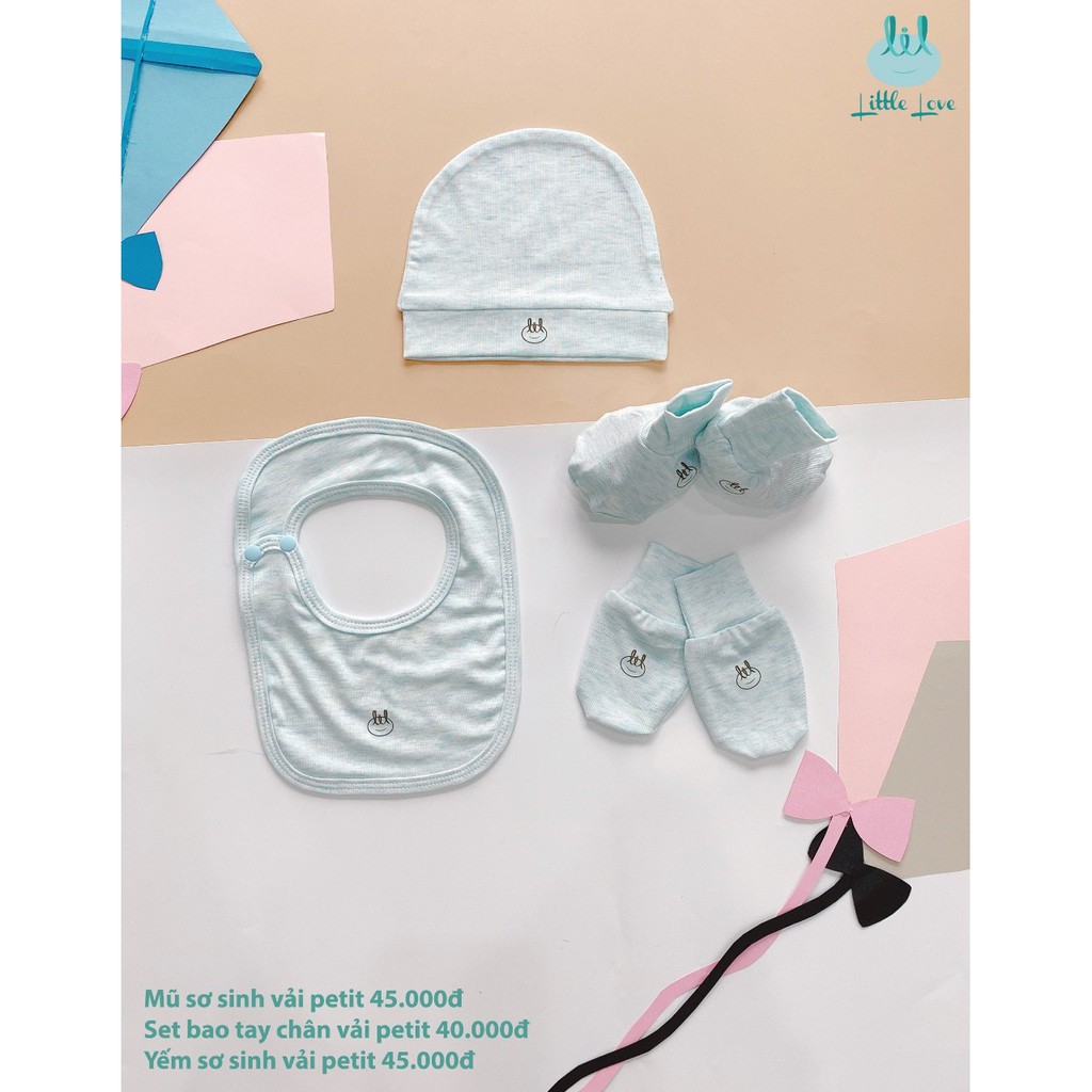 Mũ và yếm sơ sinh in họa tiết lil-little love (Lmss03)