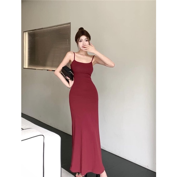 Đầm Body Hai Dây Dáng Đuôi A Siêu Tôn Dáng